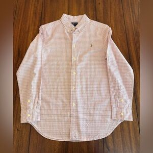 Polo Ralph Lauren‎ Youth Boys Pink Black Long Sleeve Button Down Sz Large 14-16